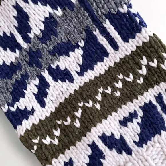 Vintage 100% Wool Scandi Nordic Sweater Cabincore Apres Ski Blue Cream Fair Isle - Picture 9 of 10